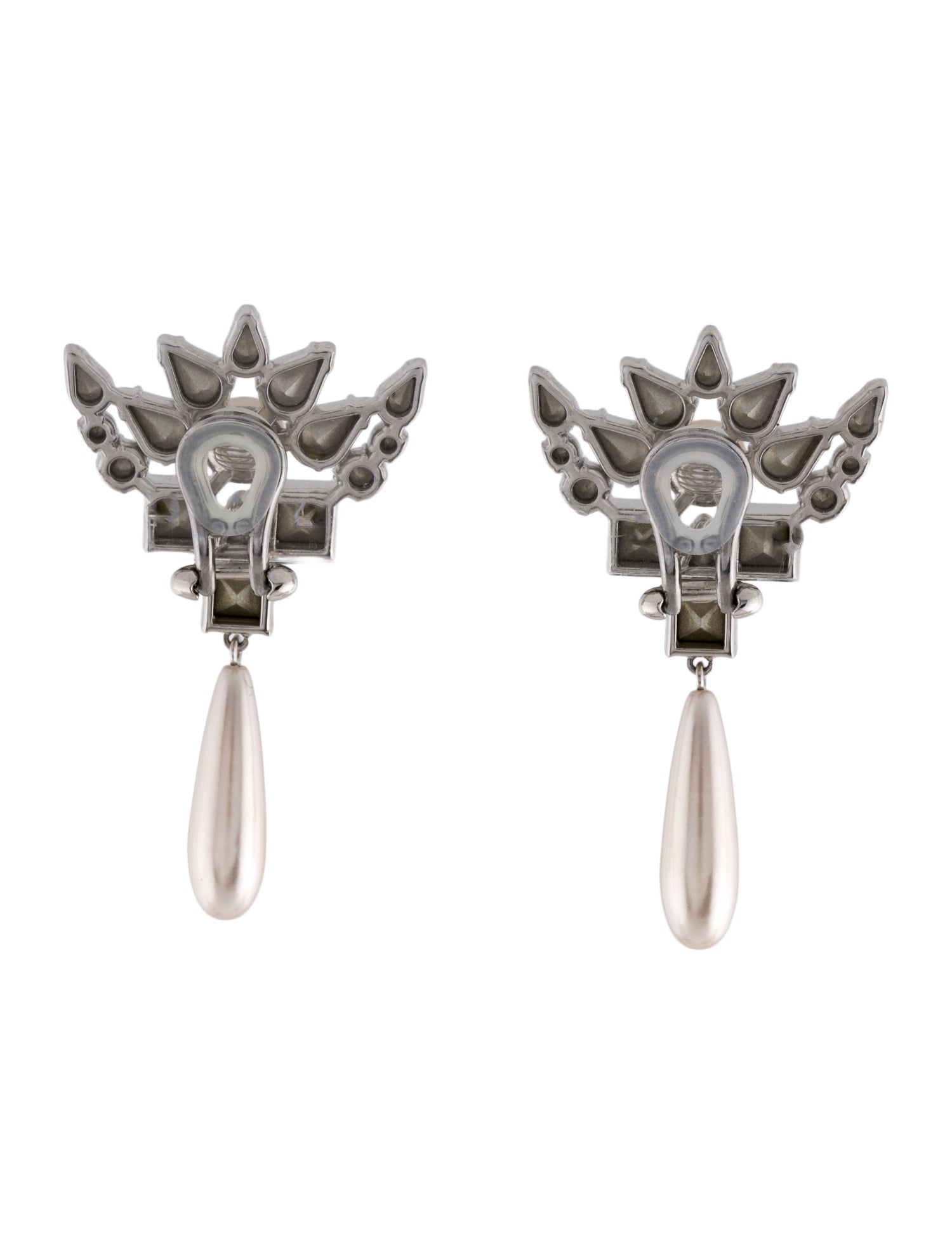 Gucci Faux Pearl & Crystal Interlocking G Clip-On Drop Earrings